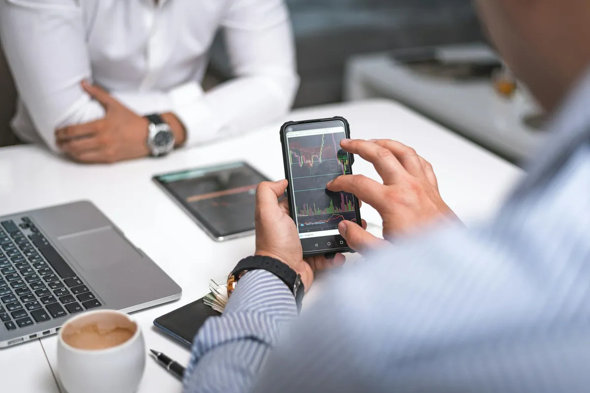 Mobile analytics dashboard on a phone